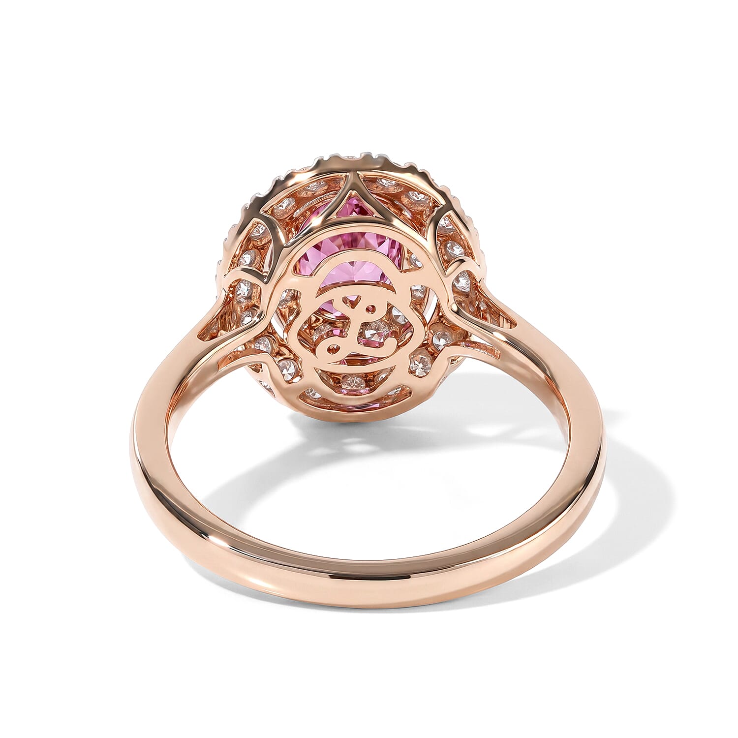 Certified and Appraised Luxoro AAA Madagascar Pink Sapphire and Diamond (I2) 1.50 ctw Ring in 14K Rose Gold (Size 7.0)