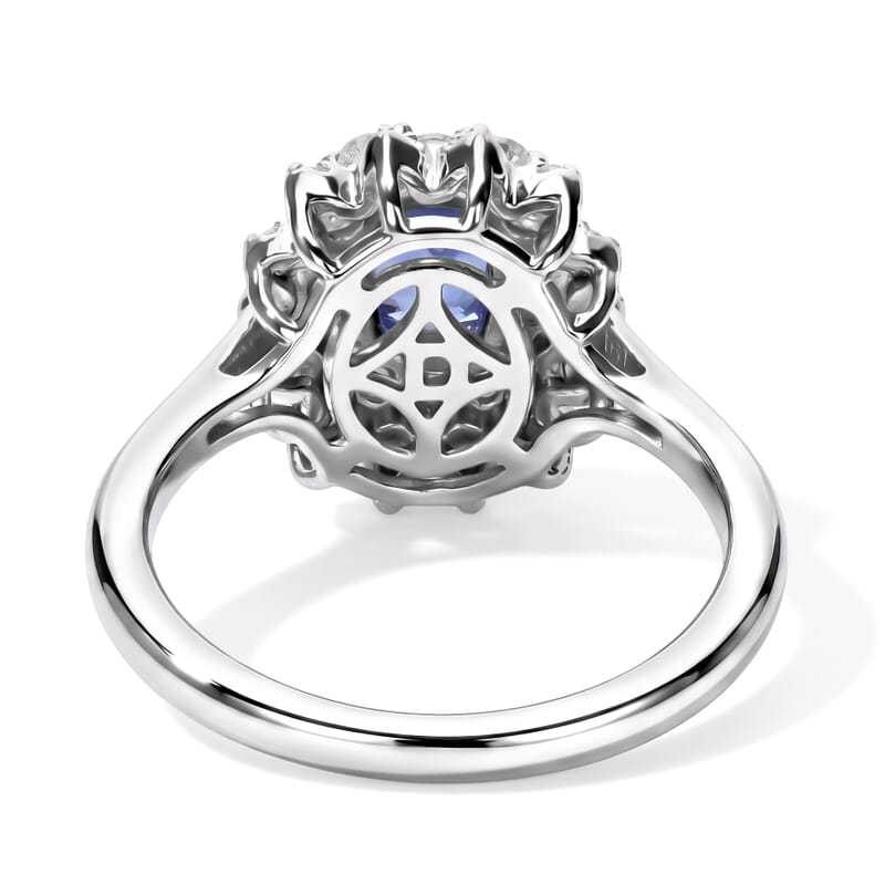 Certified and Appraised D'Joy Premium Tanzanite and Moissanite 1.30 ctw Ring in Rhodium Over Sterling Silver (Size 6.0)