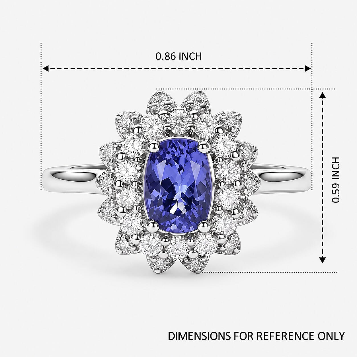 Certified and Appraised D''Joy Premium Tanzanite, Moissanite Ring in Rhodium Over Sterling Silver (Size 6.0) 1.30 ctw