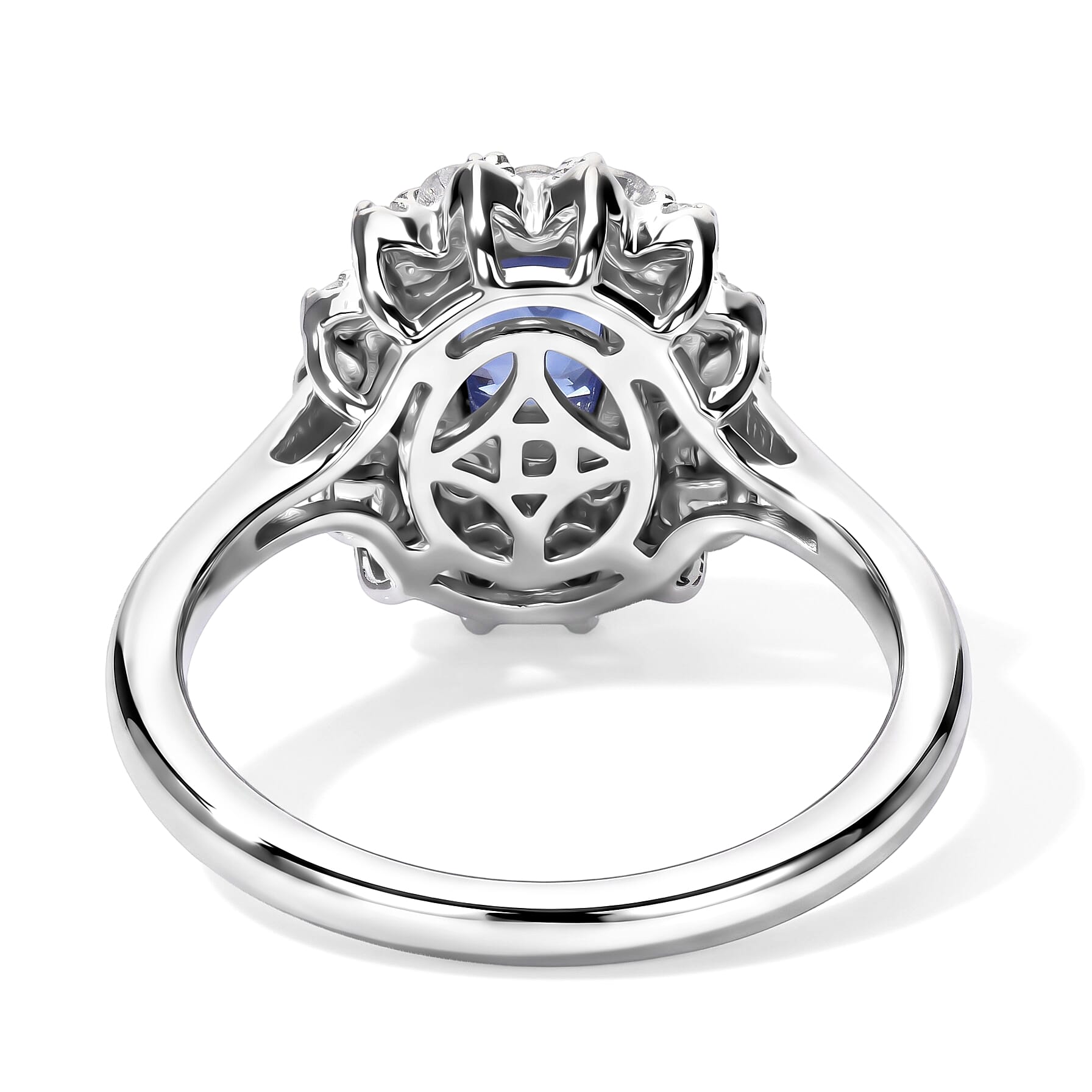 Certified and Appraised D'Joy Premium Tanzanite and Moissanite 1.30 ctw Ring in Rhodium Over Sterling Silver (Size 7.0)