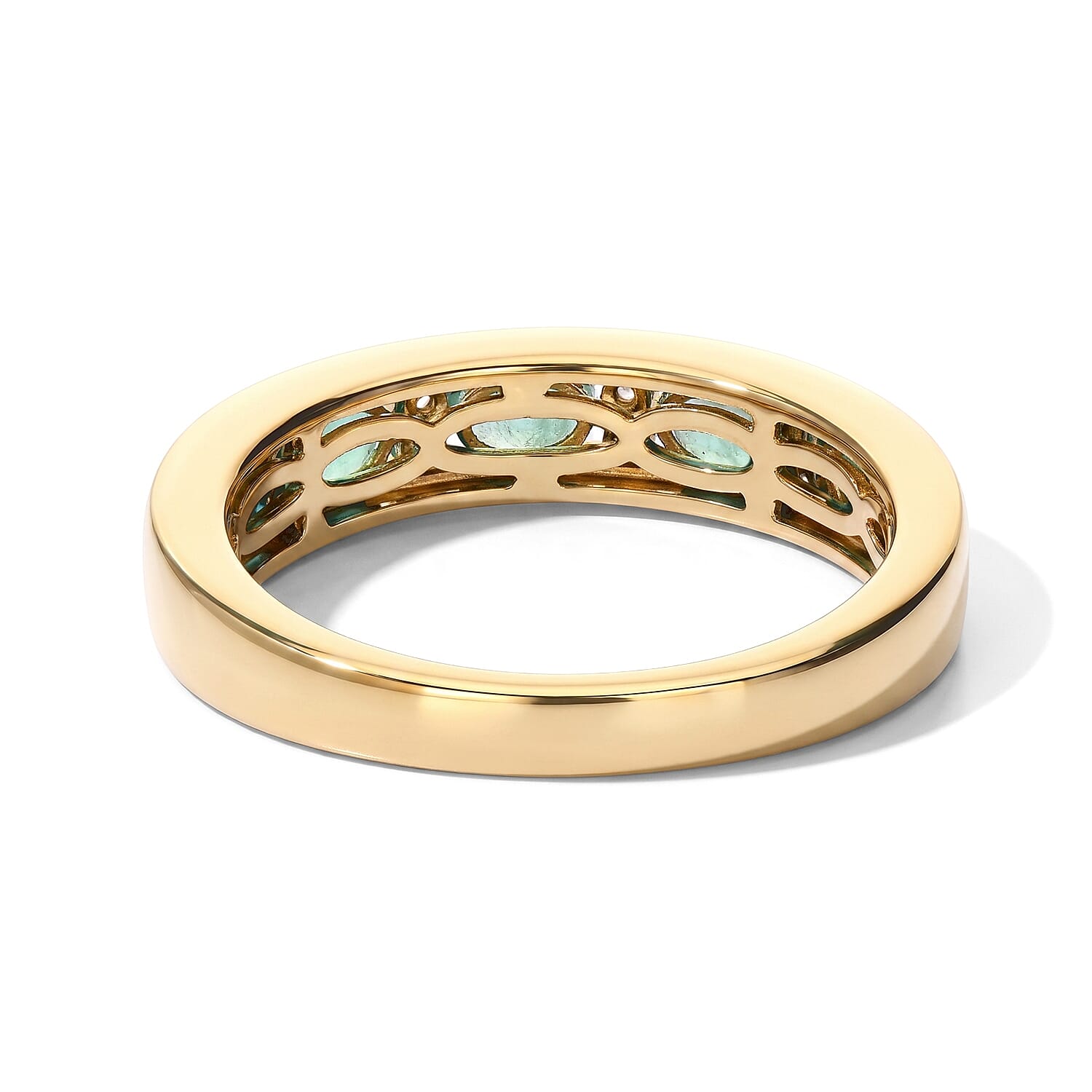 D'Joy Kagem Zambian Emerald and Paraiba Tourmaline 0.85 ctw Ring in 18K Vermeil Yellow Gold Over Sterling Silver (Size 6.0)