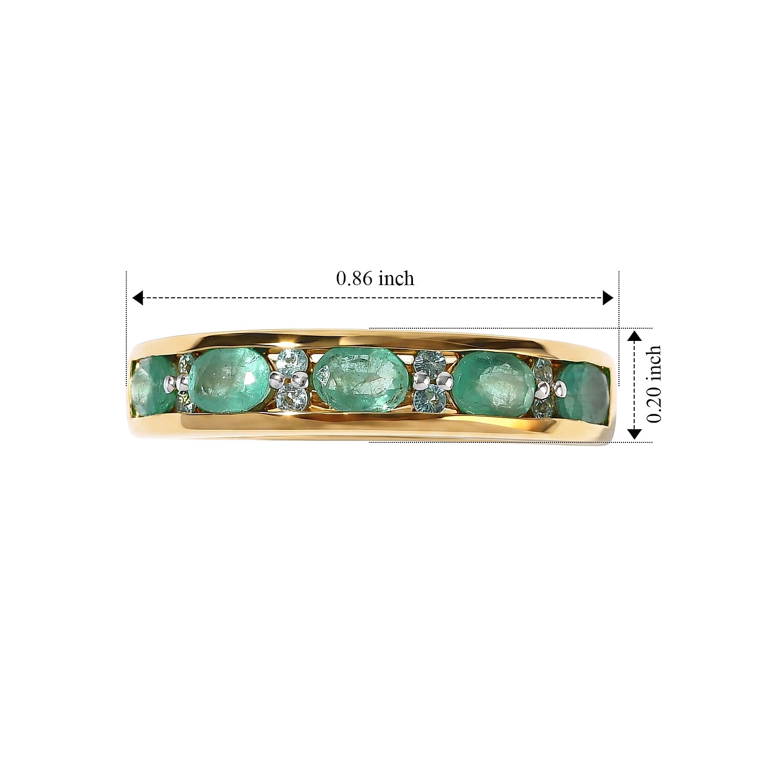 D'Joy Kagem Zambian Emerald and Paraiba Tourmaline 0.85 ctw Ring in 18K Vermeil Yellow Gold Over Sterling Silver (Size 6.0)
