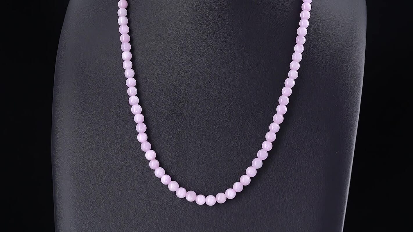 Kunzite 5-6mm Beaded Necklace (20 Inches) in Stainless Steel 100.00 ctw