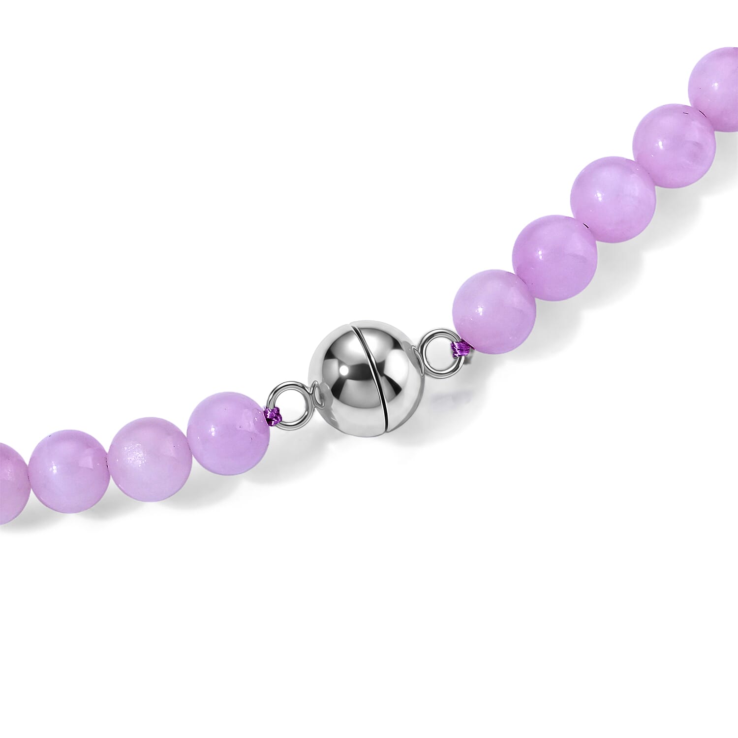 Kunzite 100.00 ctw Beaded Necklace (20 Inches) in Stainless Steel