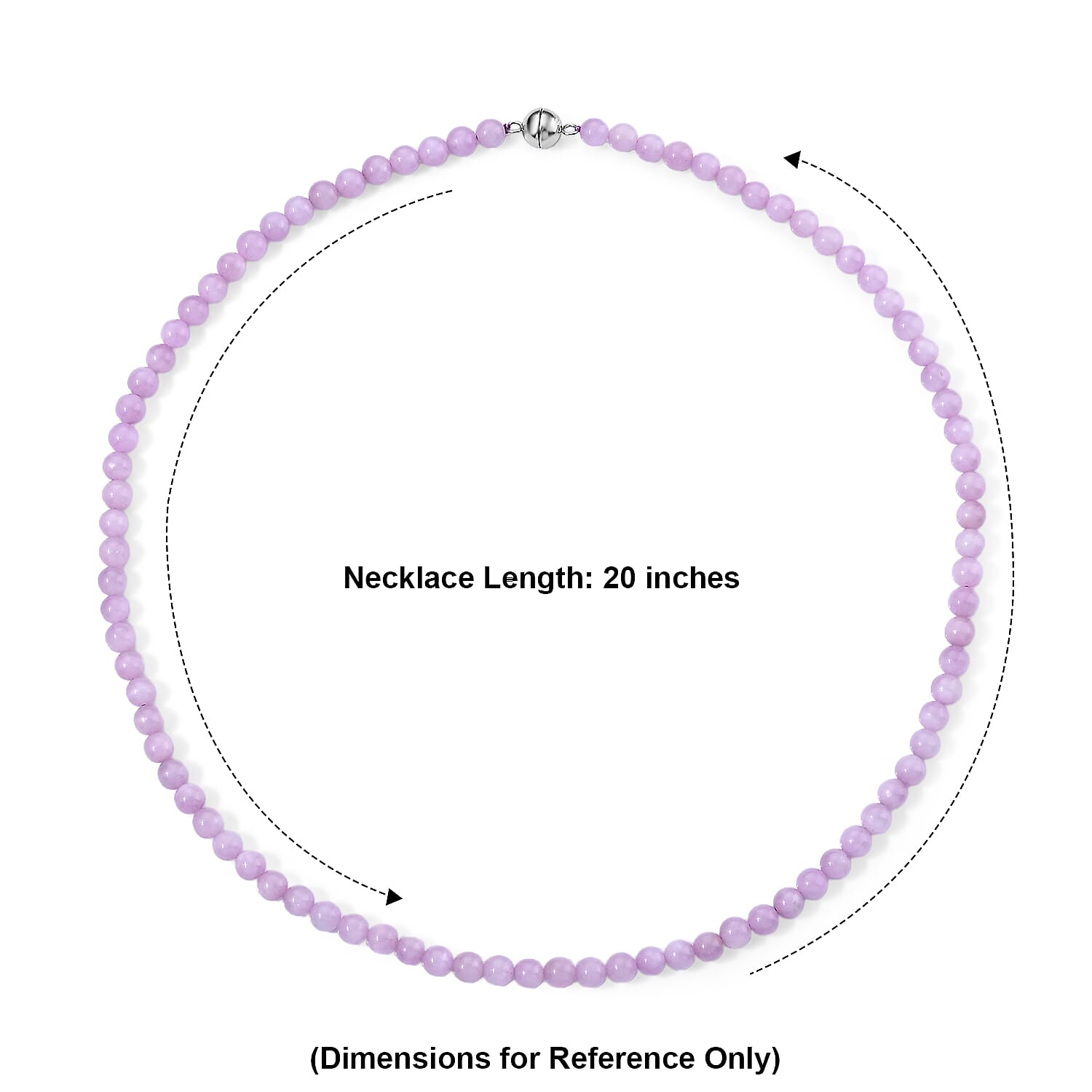 Kunzite 100.00 ctw Beaded Necklace (20 Inches) in Stainless Steel