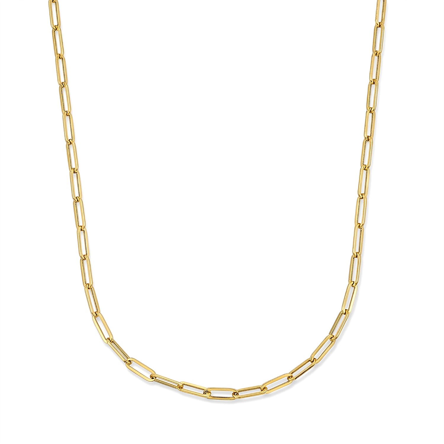 Hollow Paperclip 3mm Necklace in 14K Yellow Gold 22 Inches 3.90 Grams