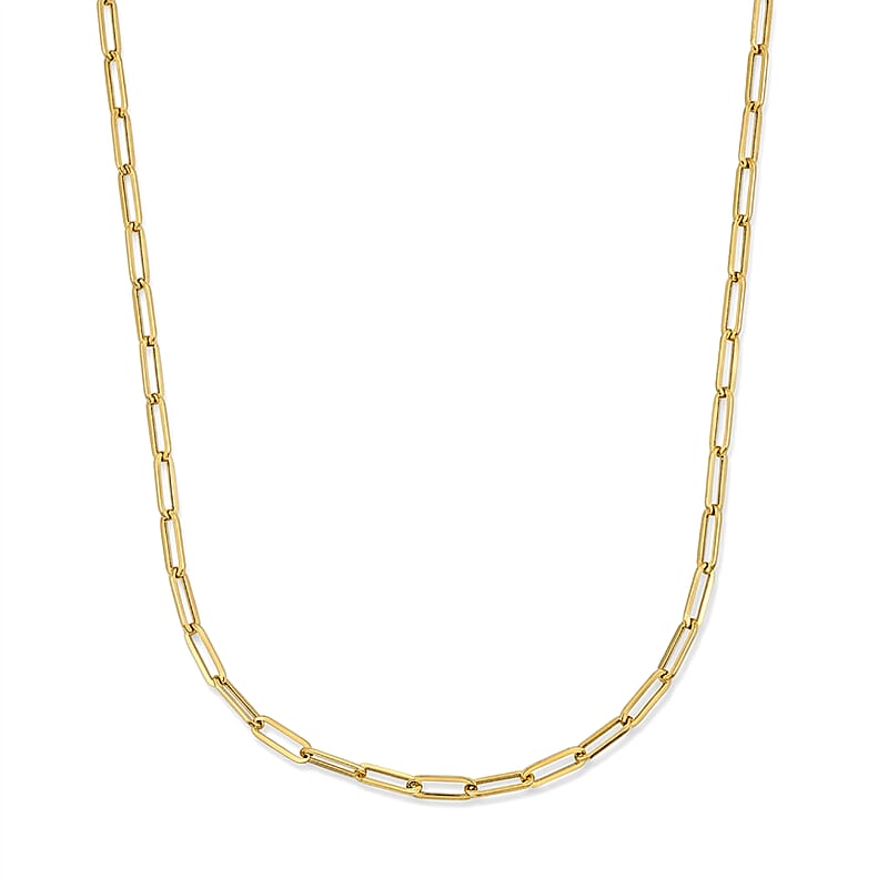 Hollow Paperclip 3mm Necklace in 14K Yellow Gold 22 Inches 3.90 Grams