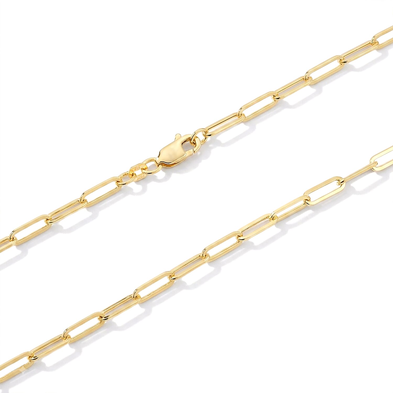 Hollow Paperclip 3mm Necklace in 14K Yellow Gold 22 Inches 3.90 Grams