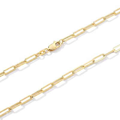 Hollow Paperclip 3mm Necklace in 14K Yellow Gold 22 Inches 3.90 Grams