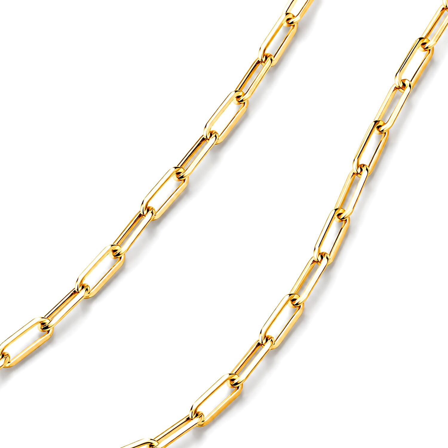 Hollow Paperclip 3mm Necklace in 14K Yellow Gold 22 Inches 3.90 Grams