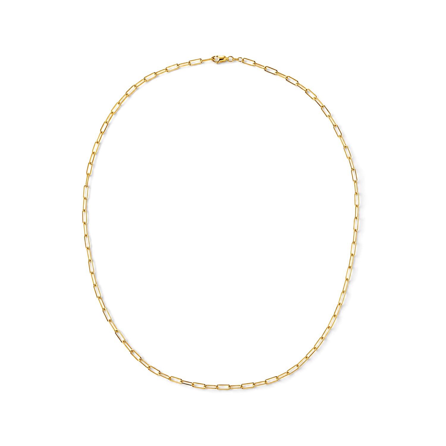 Hollow Paperclip 3mm Necklace in 14K Yellow Gold 22 Inches 3.90 Grams
