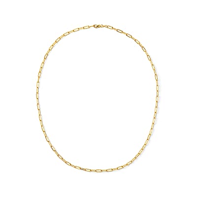 Hollow Paperclip 3mm Necklace in 14K Yellow Gold 22 Inches 3.90 Grams