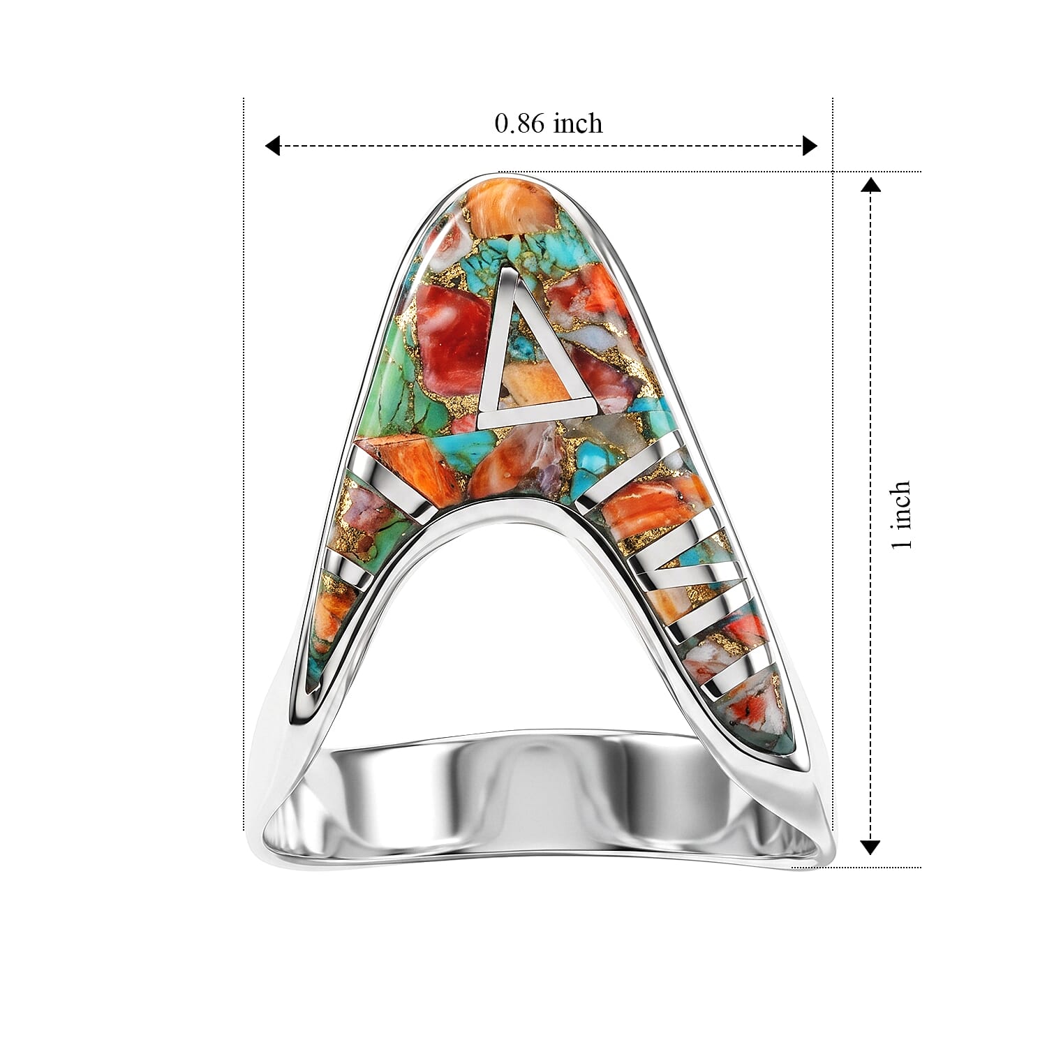 Santa Fe Style Spiny Turquoise 1.14 ctw Arrowhead Ring in Sterling Silver (Size 6.0)