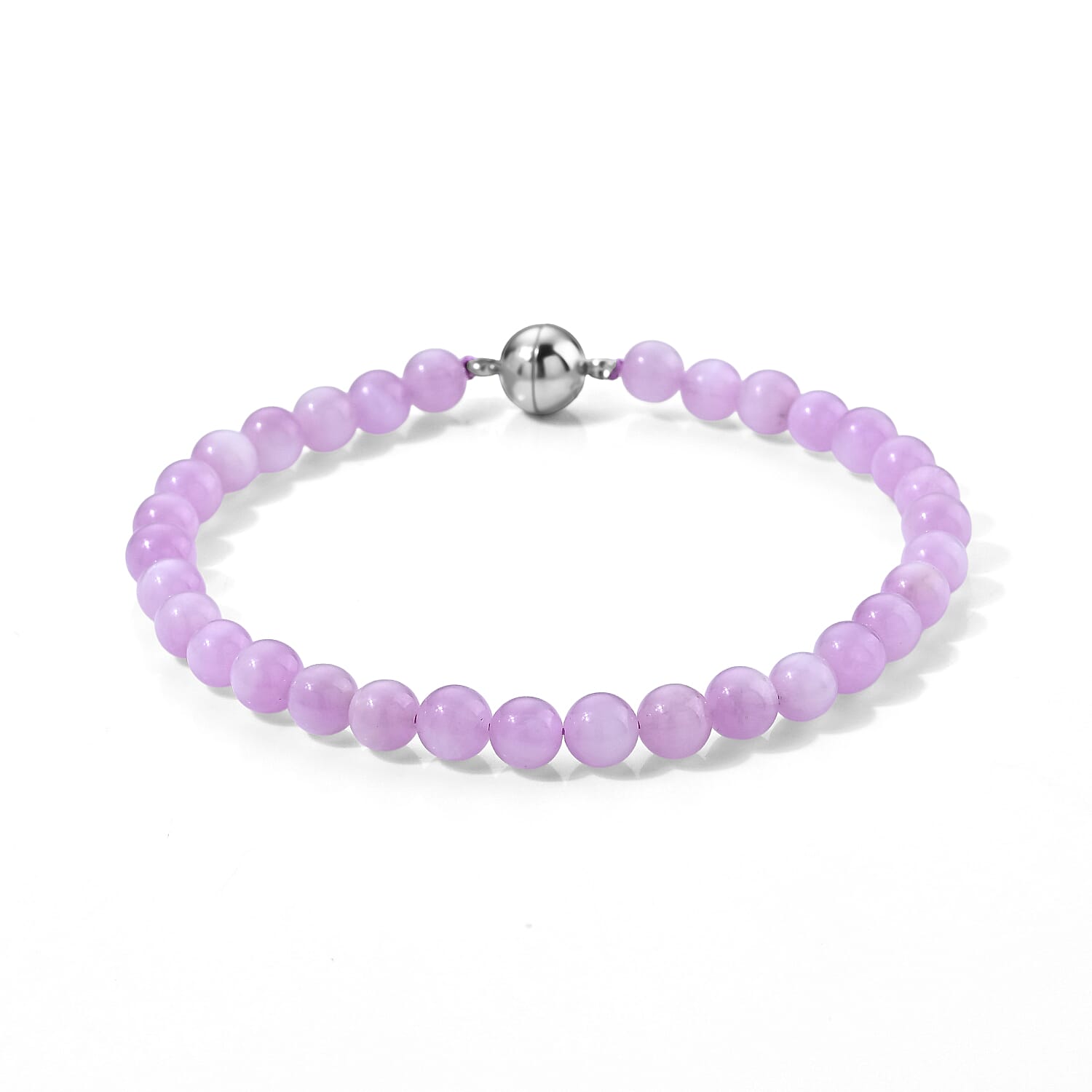 Kunzite 45.00 ctw Beaded Bracelet in Stainless Steel (6.50 In)