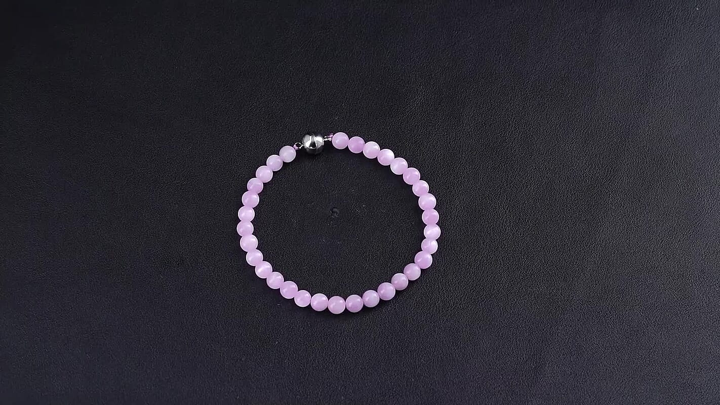 Kunzite 5-6mm Beaded Bracelet in Stainless Steel (6.50 In) 45.00 ctw