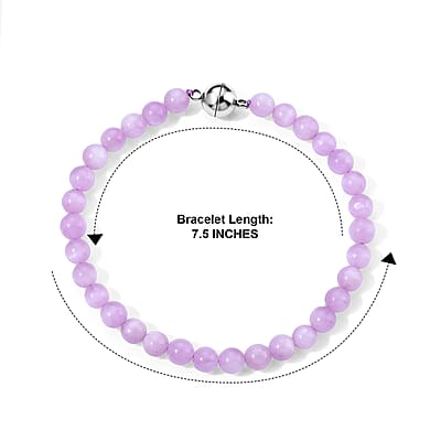 Kunzite 45.00 ctw Beaded Bracelet in Stainless Steel (6.50 In)
