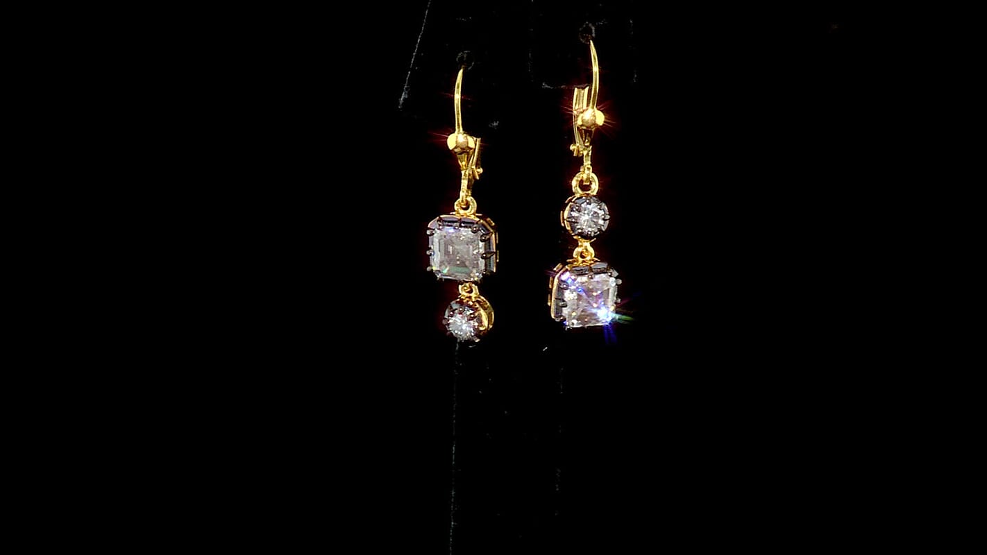 D''Joy Asscher Cut Moissanite 2.75 ctw Earrings in 18K Vermeil Yellow Gold Over Sterling Silver