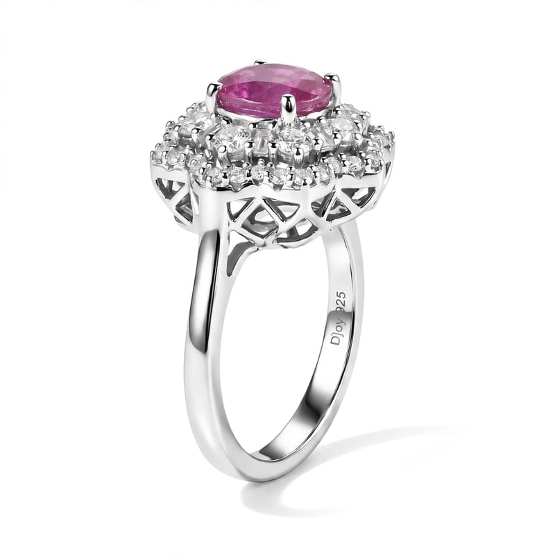 Certified and Appraised D'Joy Premium Royal Ruby and Moissanite 2.60 ctw Ring in Rhodium Over Sterling Silver (Size 10.0)