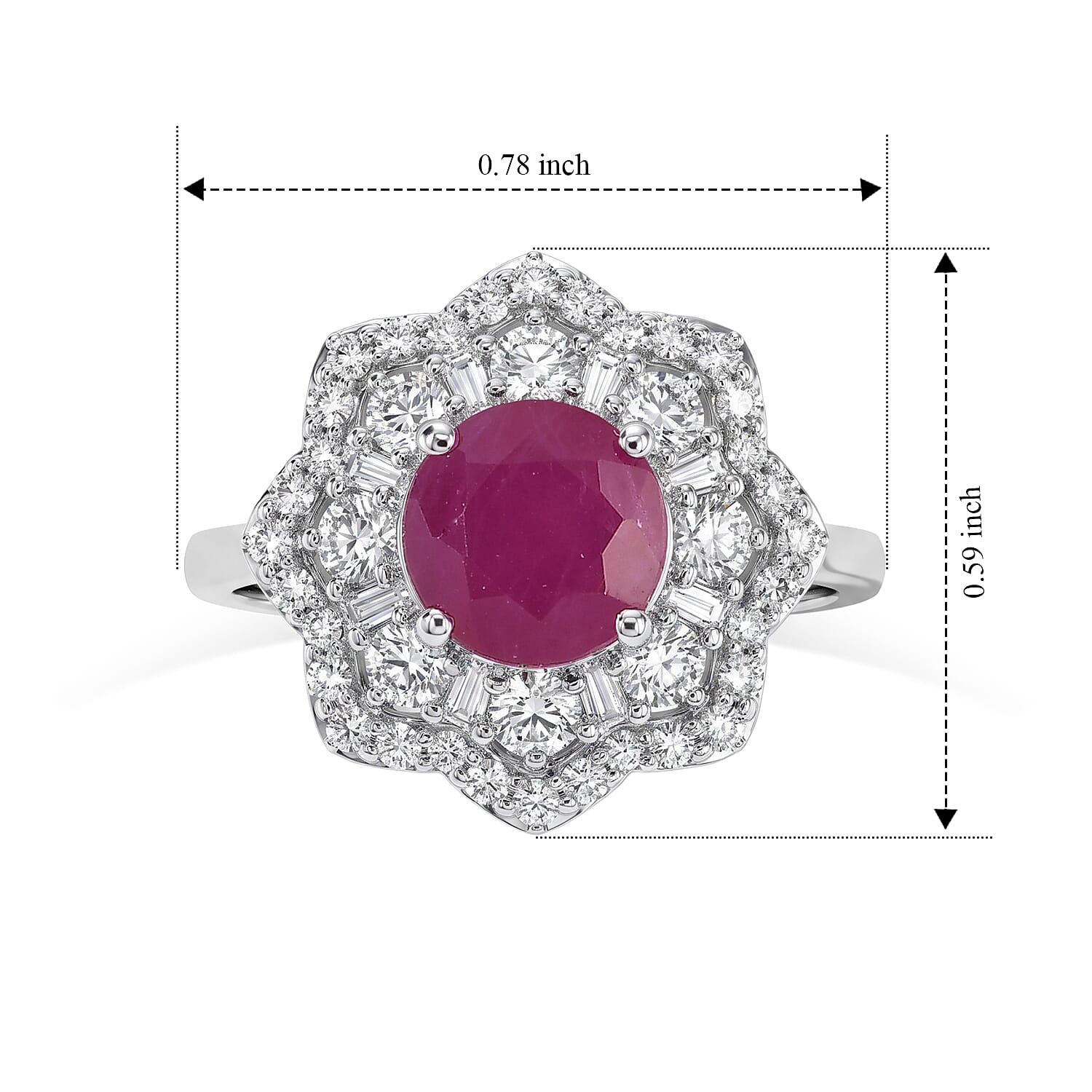 Certified and Appraised D'Joy Premium Royal Ruby and Moissanite 2.60 ctw Ring in Rhodium Over Sterling Silver (Size 10.0)