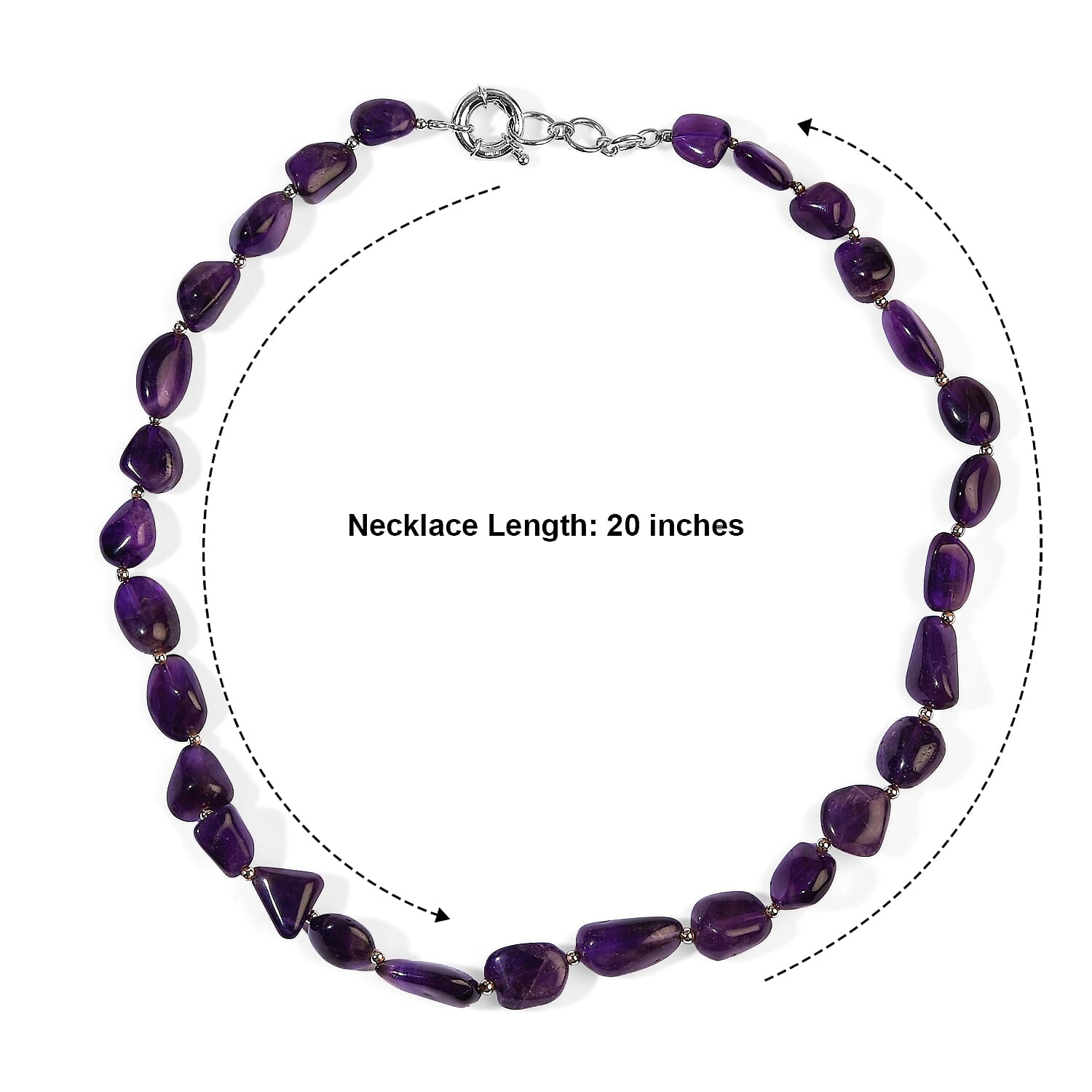 EverTrue African Amethyst 290.00 ctw Beaded Necklace in Platinum Bond 20 Inches
