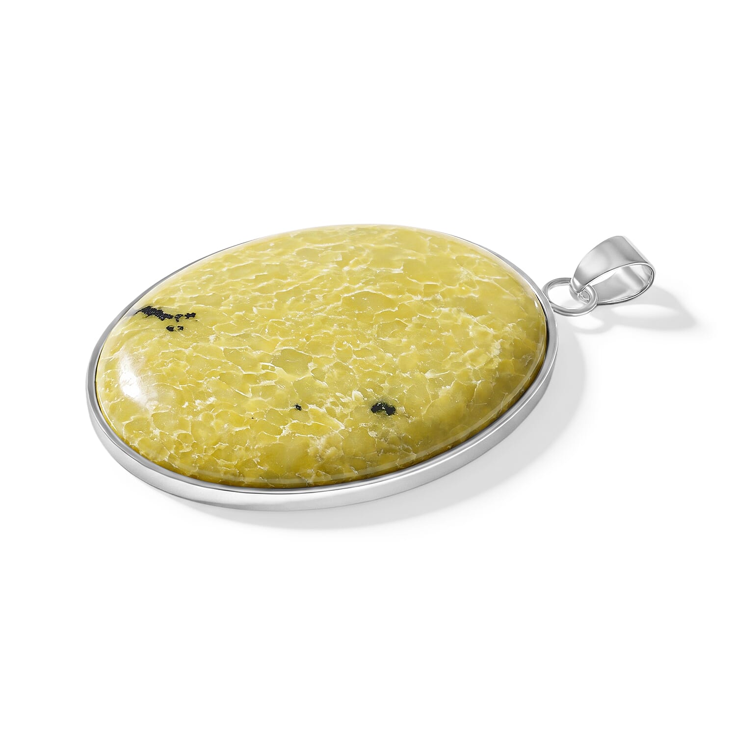 Yellow Turquoise 50.00 ctw Oval Pendant in Silvertone