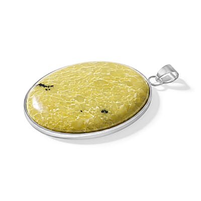 Yellow Turquoise 50.00 ctw Oval Pendant in Silvertone