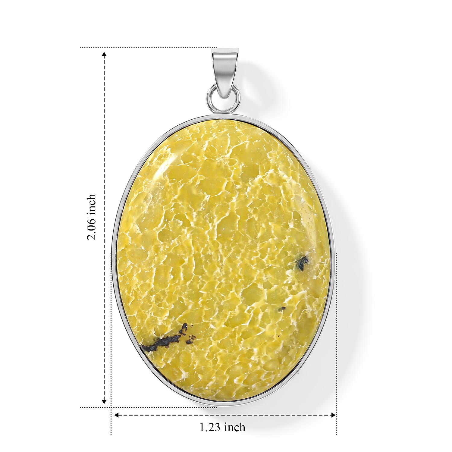 Yellow Turquoise 50.00 ctw Oval Pendant in Silvertone
