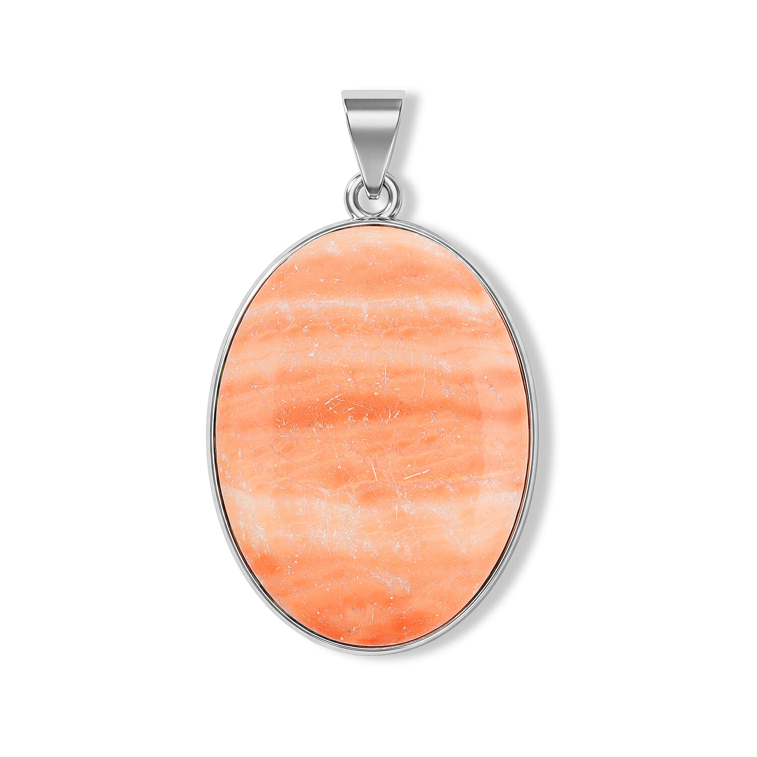 Red Malachite 50.00 ctw Oval Pendant in Silvertone