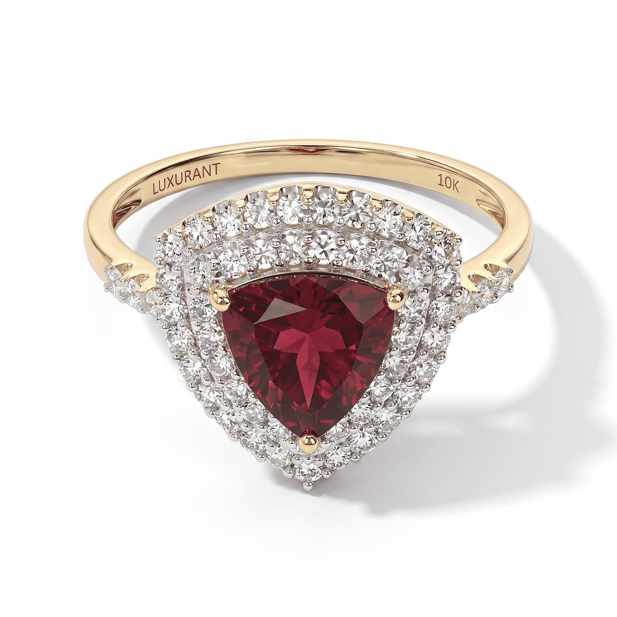 Doorbuster AAA Radiant Ember Garnet and Luxuriant Lab Grown Diamond (VS) 2.60 ctw Ring in 10K Yellow Gold (Size 8.0)