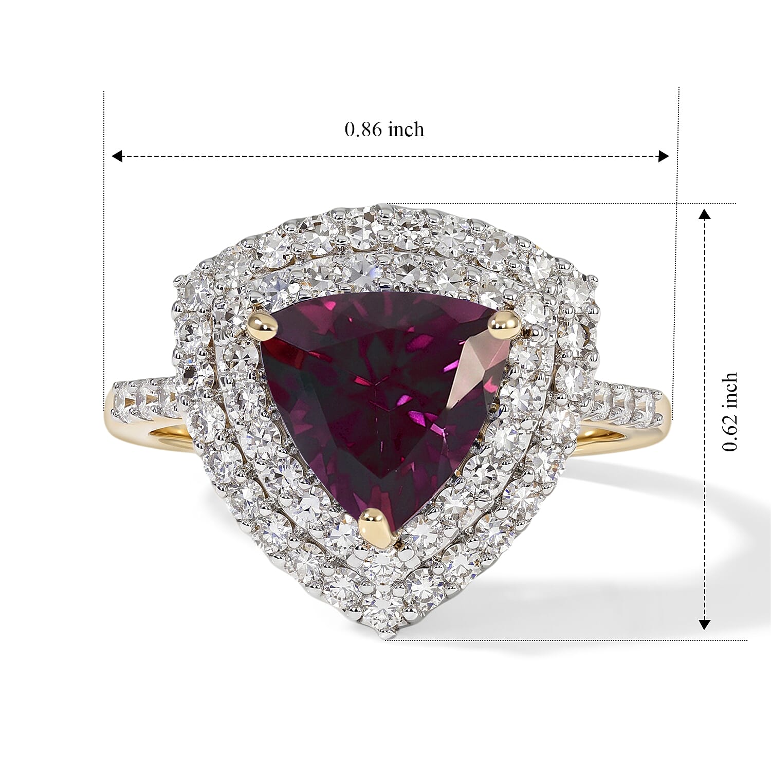 Doorbuster AAA Radiant Ember Garnet and Luxuriant Lab Grown Diamond (VS) 2.60 ctw Ring in 10K Yellow Gold (Size 8.0)