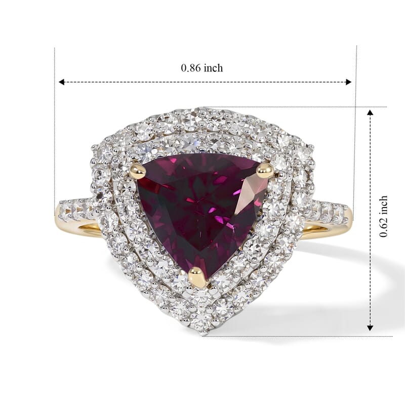 Doorbuster AAA Radiant Ember Garnet and Luxuriant Lab Grown Diamond (VS) 2.60 ctw Ring in 10K Yellow Gold (Size 8.0)