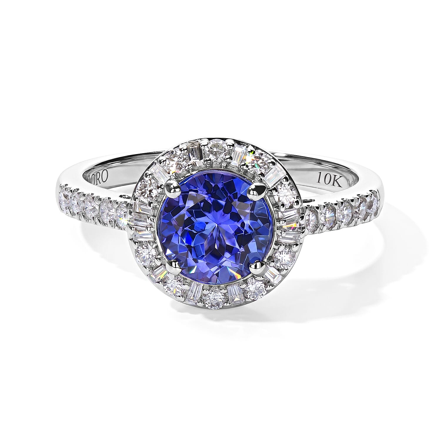Certified and Appraised Luxoro AAA Tanzanite and Diamond I2 2.00 ctw Ring in 10K White Gold (Size 6.0)