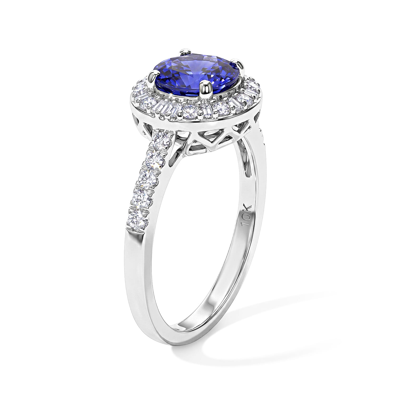 Certified and Appraised Luxoro AAA Tanzanite and Diamond I2 2.00 ctw Ring in 10K White Gold (Size 6.0)
