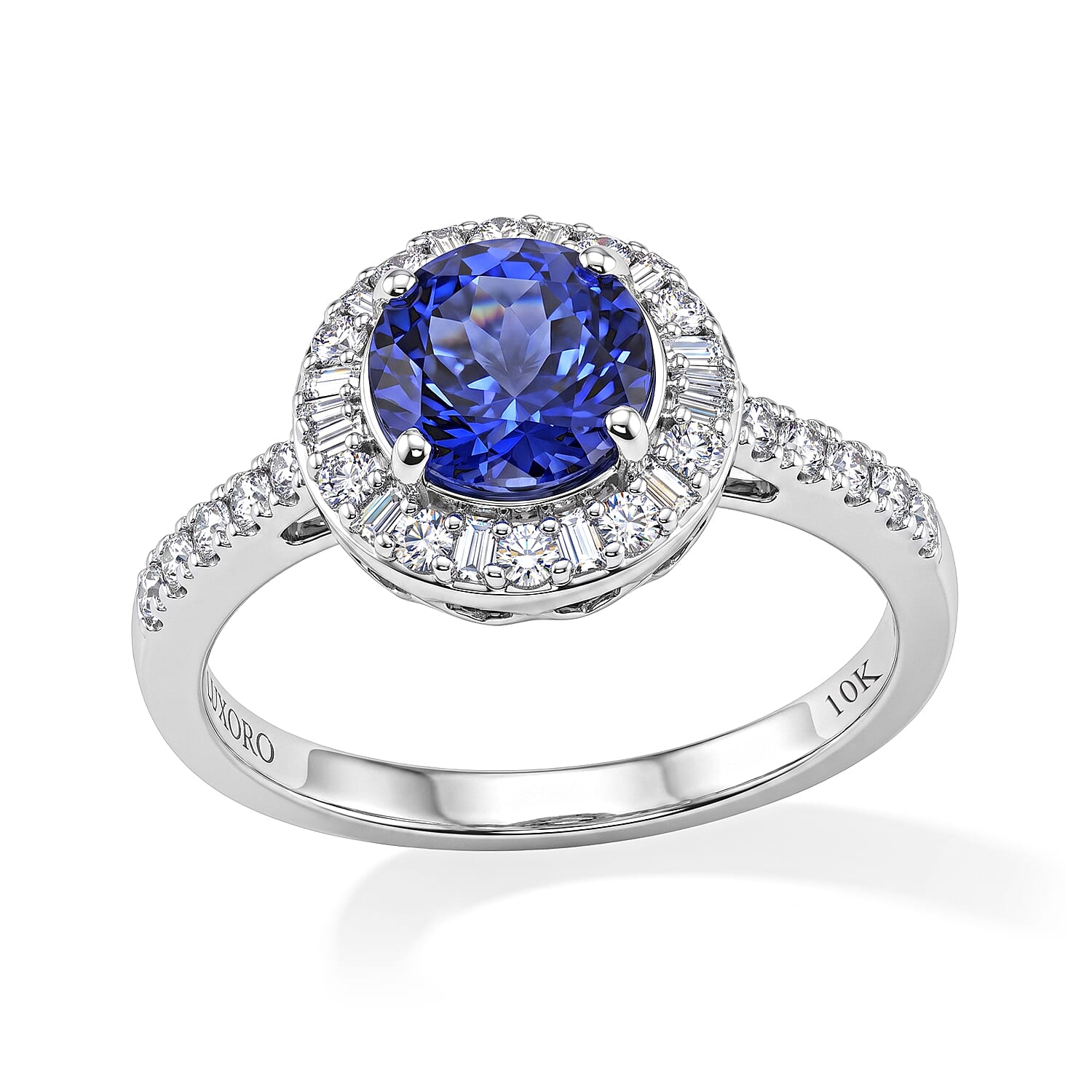 Certified and Appraised Luxoro AAA Tanzanite and Diamond I2 2.00 ctw Ring in 10K White Gold (Size 6.0)