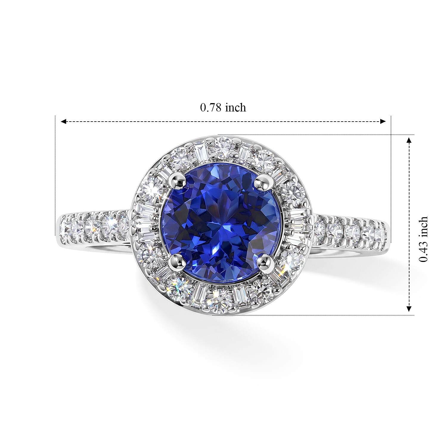 Certified and Appraised Luxoro AAA Tanzanite and Diamond I2 2.00 ctw Ring in 10K White Gold (Size 6.0)