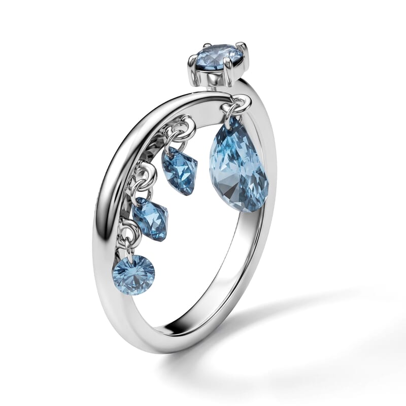 Luxuriant Lab Grown Blue Diamond IR SI 1.00 ctw Ring in Rhodium Over Sterling Silver (Size 8.0)