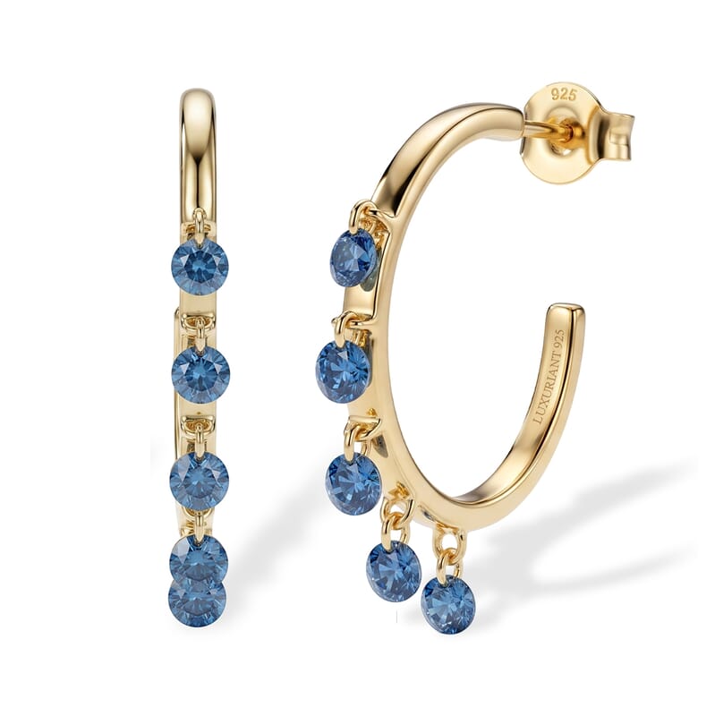 Luxuriant Lab Grown Blue Diamond (IR) SI 1.00 ctw Earrings in 18K Vermeil Yellow Gold Over Sterling Silver