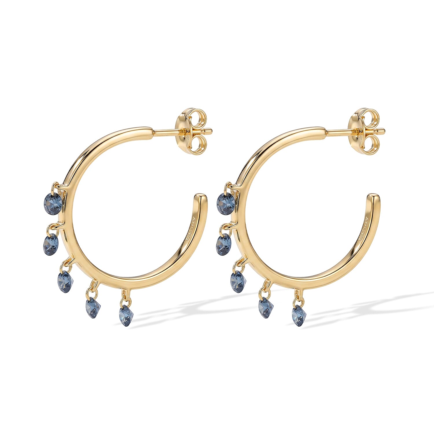 Luxuriant Lab Grown Blue Diamond (IR) SI 1.00 ctw Earrings in 18K Vermeil Yellow Gold Over Sterling Silver