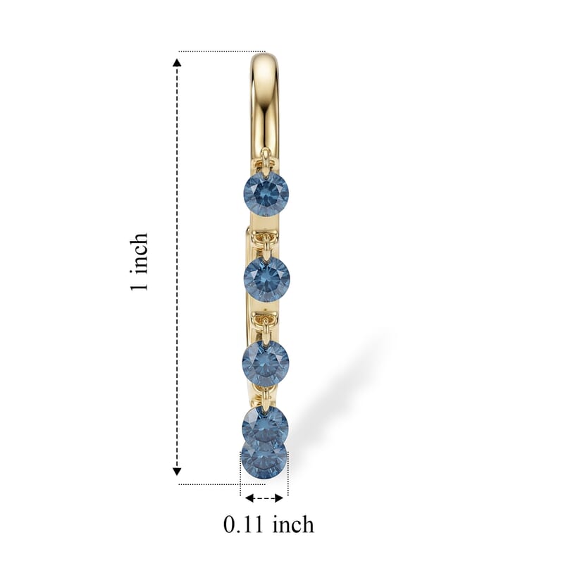 Luxuriant Lab Grown Blue Diamond (IR) SI 1.00 ctw Earrings in 18K Vermeil Yellow Gold Over Sterling Silver