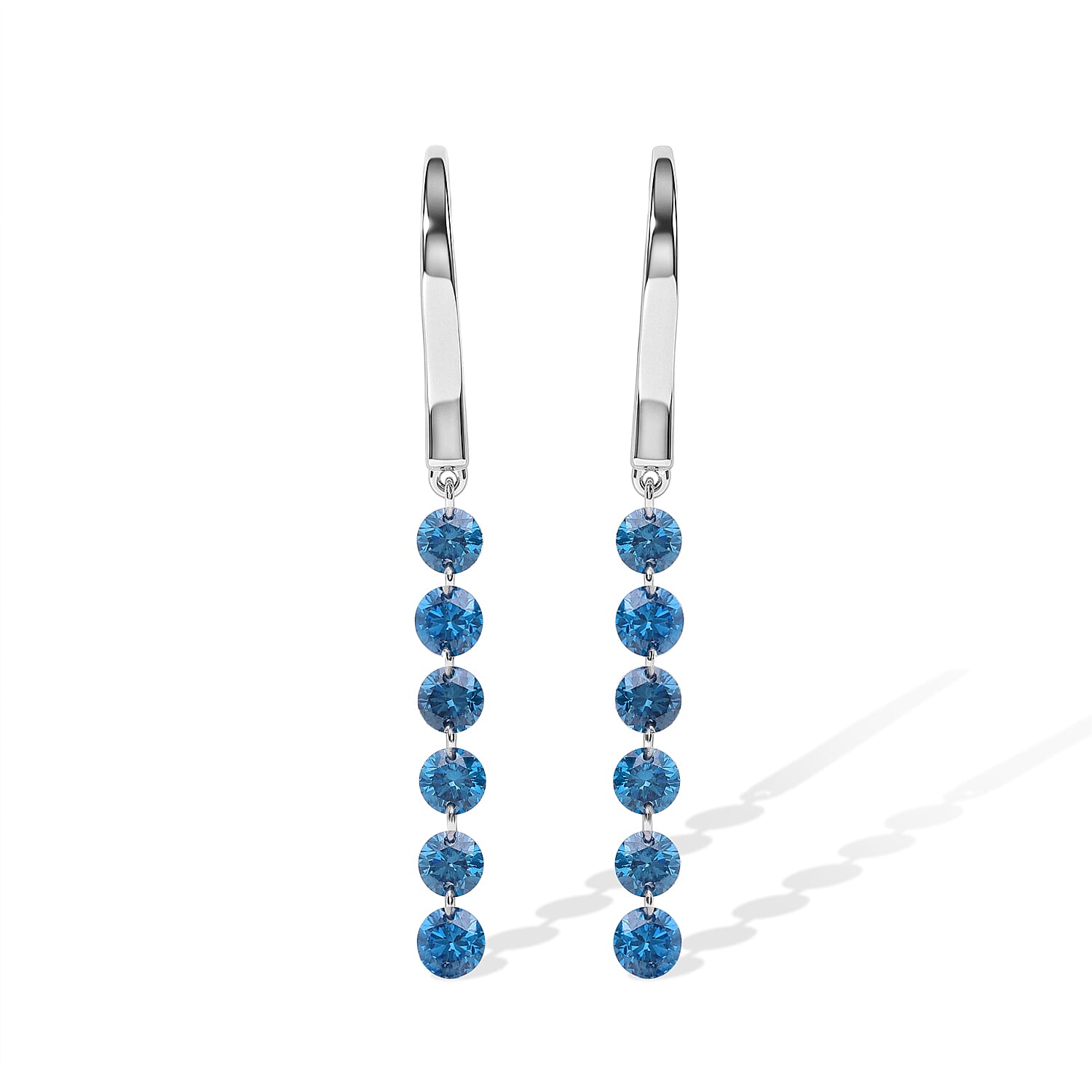 Luxuriant Lab Grown Blue Diamond (IR) SI 1.50 ctw Earrings in Rhodium Over Sterling Silver