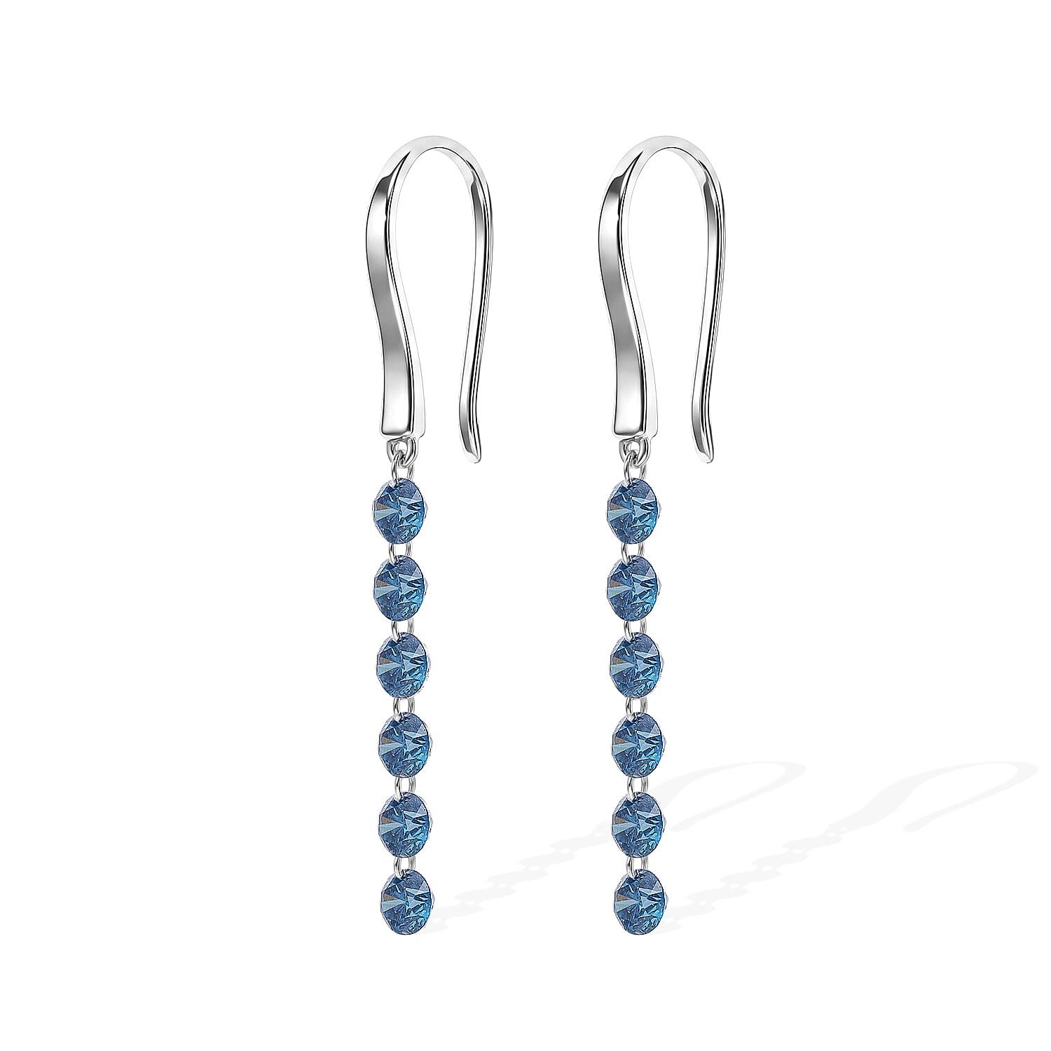 Luxuriant Lab Grown Blue Diamond (IR) SI 1.50 ctw Earrings in Rhodium Over Sterling Silver