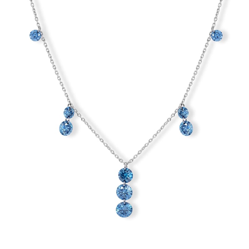 Luxuriant Lab Grown Blue Diamond (IR) SI 2.00 ctw Necklace in Rhodium Over Sterling Silver 20 Inches