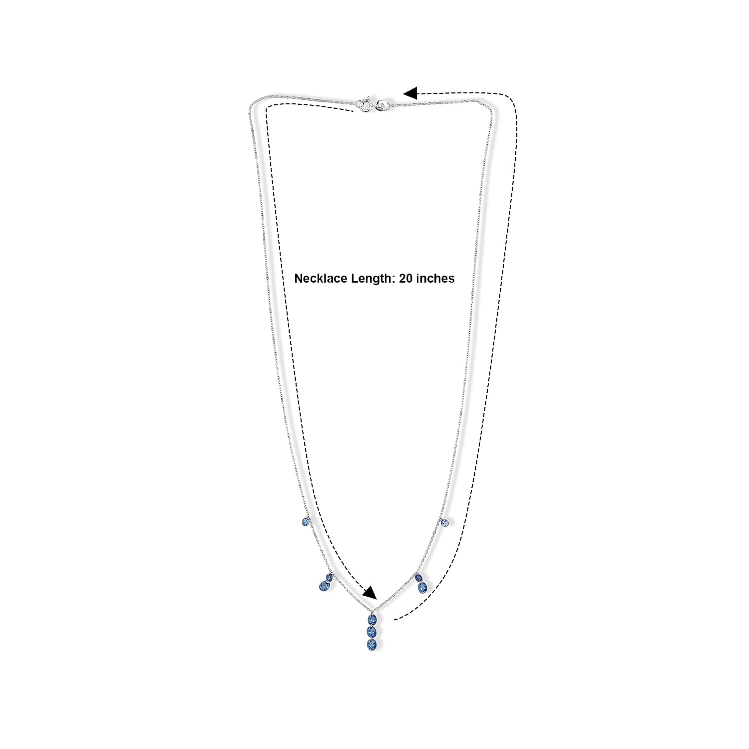 Luxuriant Lab Grown Blue Diamond (IR) SI 2.00 ctw Necklace in Rhodium Over Sterling Silver 20 Inches