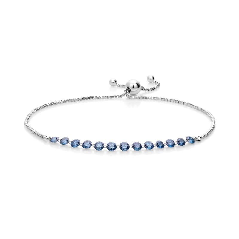 Luxuriant Lab Grown Blue Diamond (IR) SI 1.50 ctw Bracelet in Rhodium Over Sterling Silver (7.25 In)