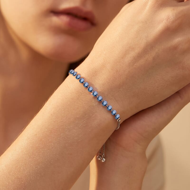 Luxuriant Lab Grown Blue Diamond (IR) SI 1.50 ctw Bracelet in Rhodium Over Sterling Silver (7.25 In)