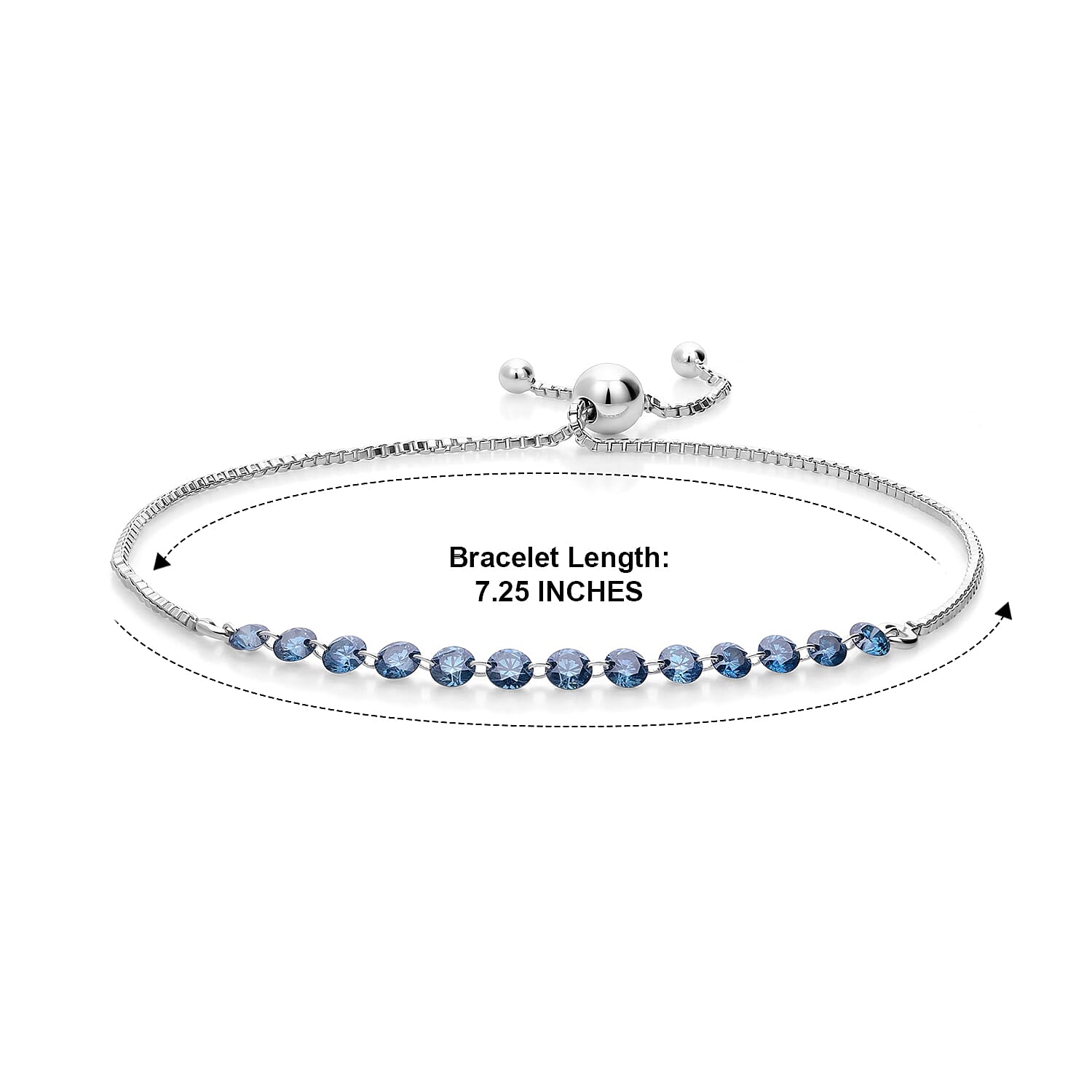 Luxuriant Lab Grown Blue Diamond (IR) SI 1.50 ctw Bracelet in Rhodium Over Sterling Silver (7.25 In)
