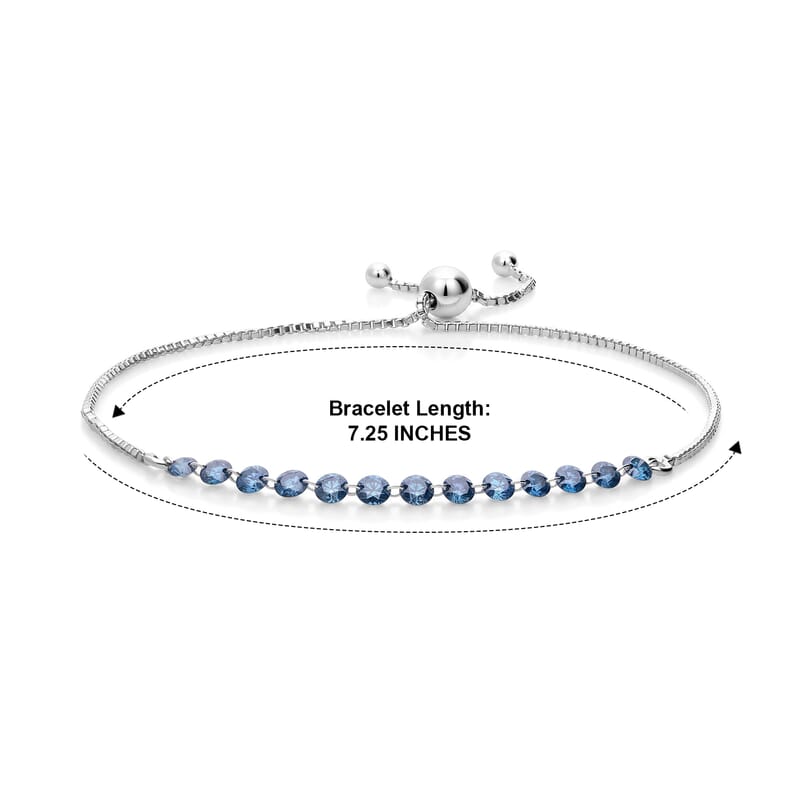 Luxuriant Lab Grown Blue Diamond (IR) SI 1.50 ctw Bracelet in Rhodium Over Sterling Silver (7.25 In)