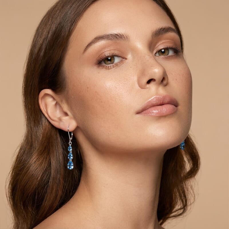 Luxuriant Lab Grown Blue Diamond (IR) SI 1.00 ctw Earrings in Rhodium Over Sterling Silver