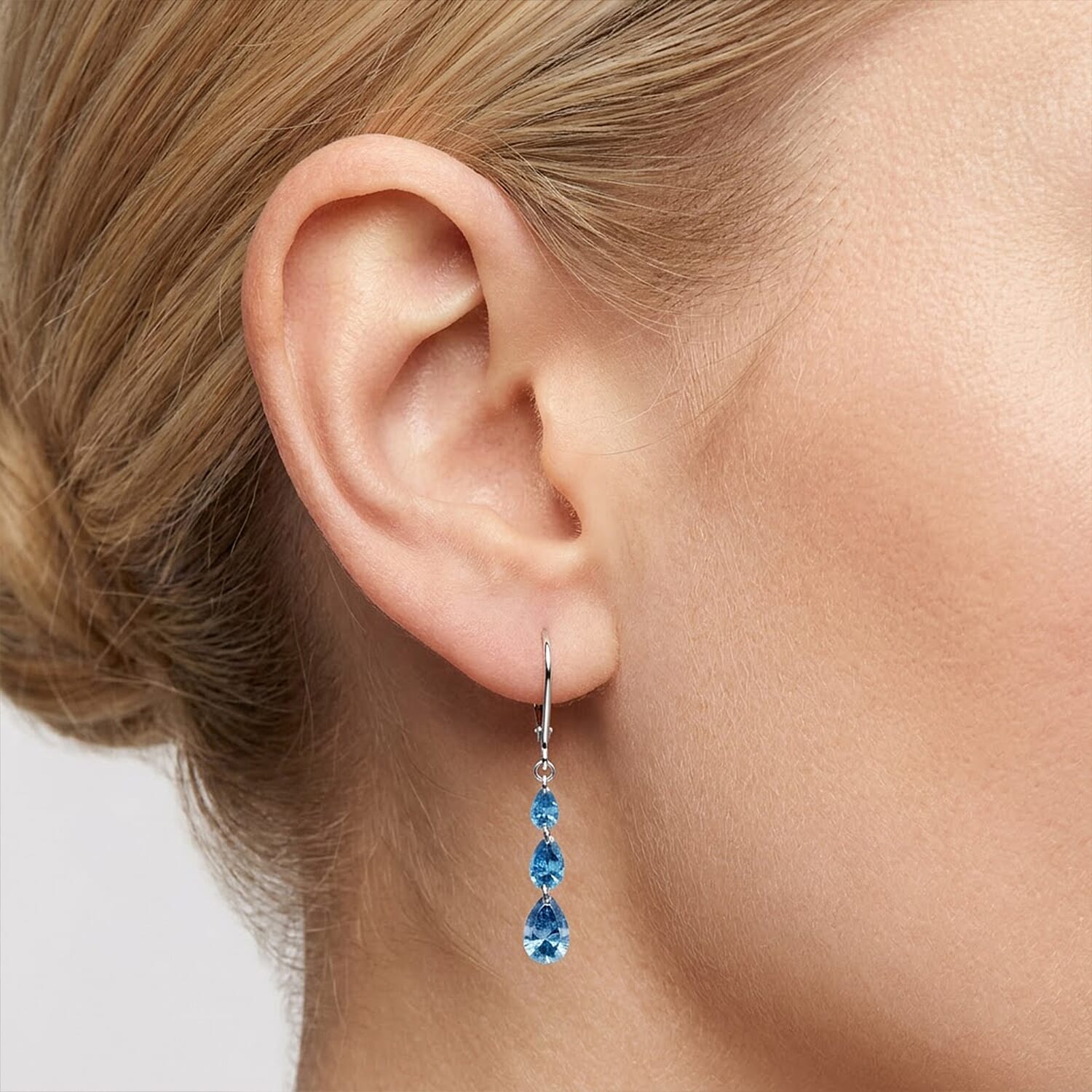 Luxuriant Lab Grown Blue Diamond (IR) SI 1.00 ctw Earrings in Rhodium Over Sterling Silver