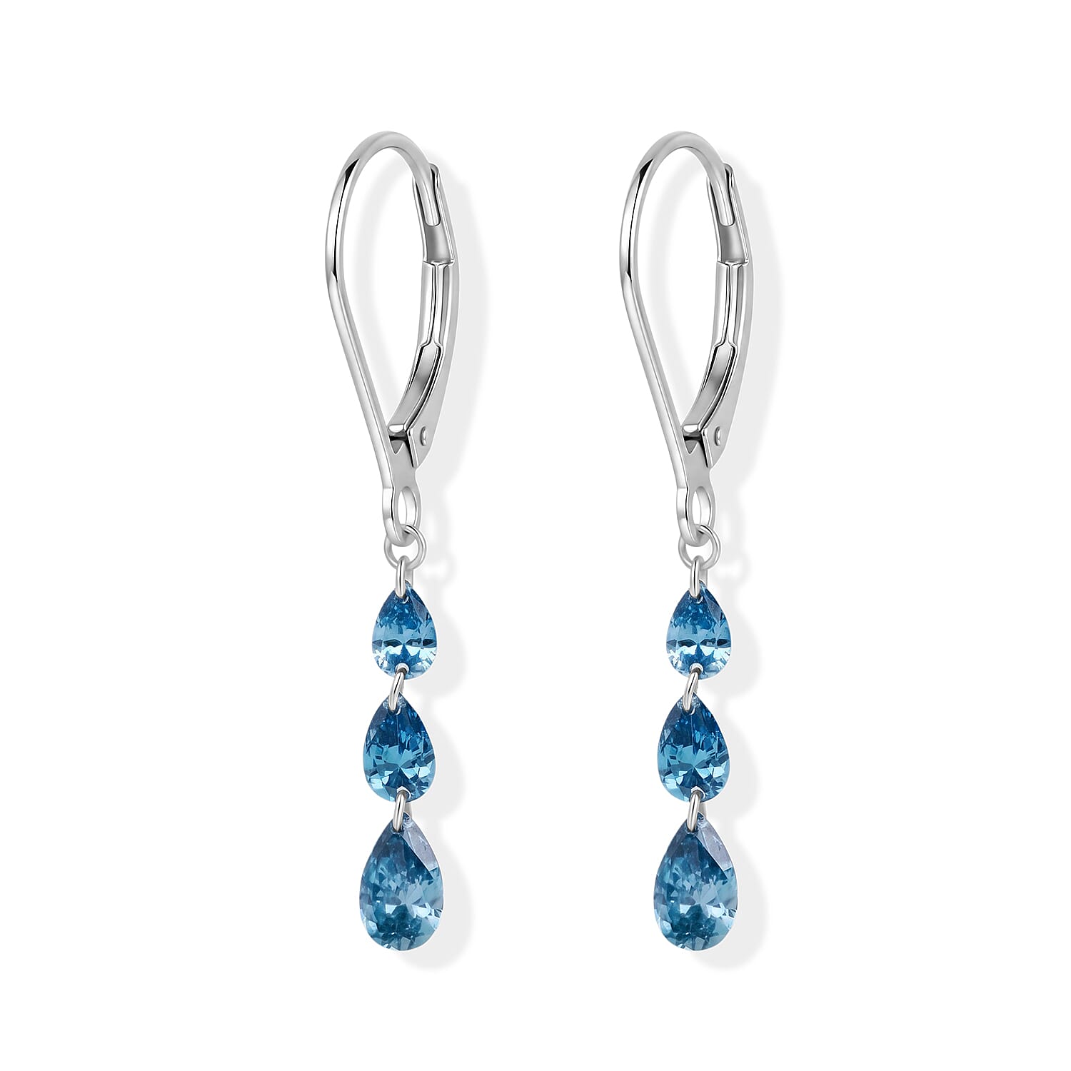 Luxuriant Lab Grown Blue Diamond (IR) SI 1.00 ctw Earrings in Rhodium Over Sterling Silver